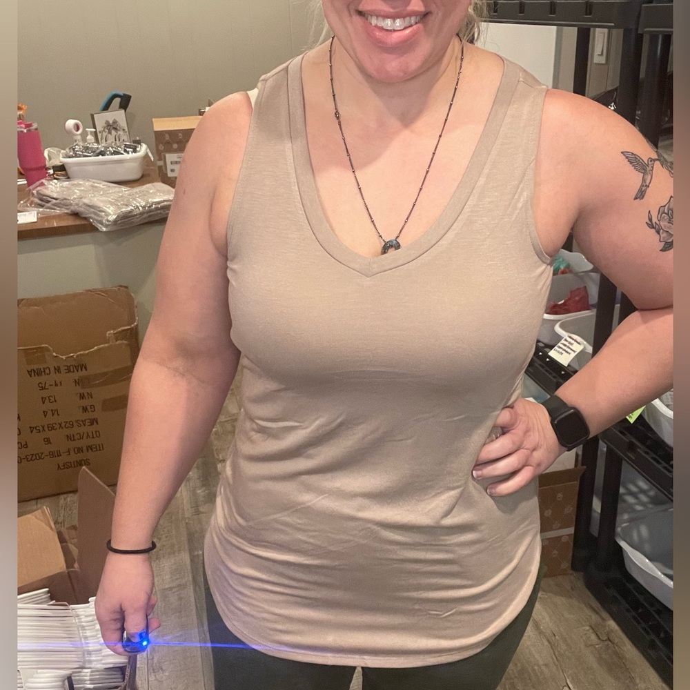 Zenana ash mocha flowy tank top